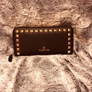 Valentino gold rock stud continental zip wallet